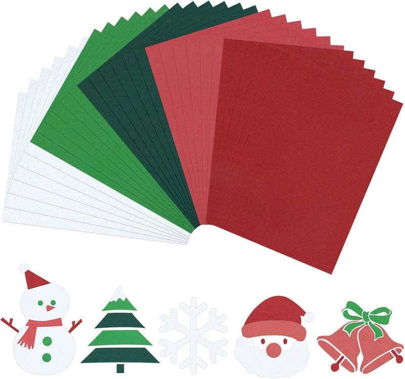 JULBEAR 30 Sheets Christmas Cardstock Paper, 5 Colors 8.5x11" Red Green Pastel Printer Construction Paper Christmas Crafts for Kids Scrapbook School Printing DIY Craft, Greeting Cards Birthdays - Image 1